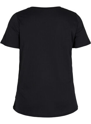 Bomulds t-shirt med v-udskæring, Black VACAY , Packshot image number 1