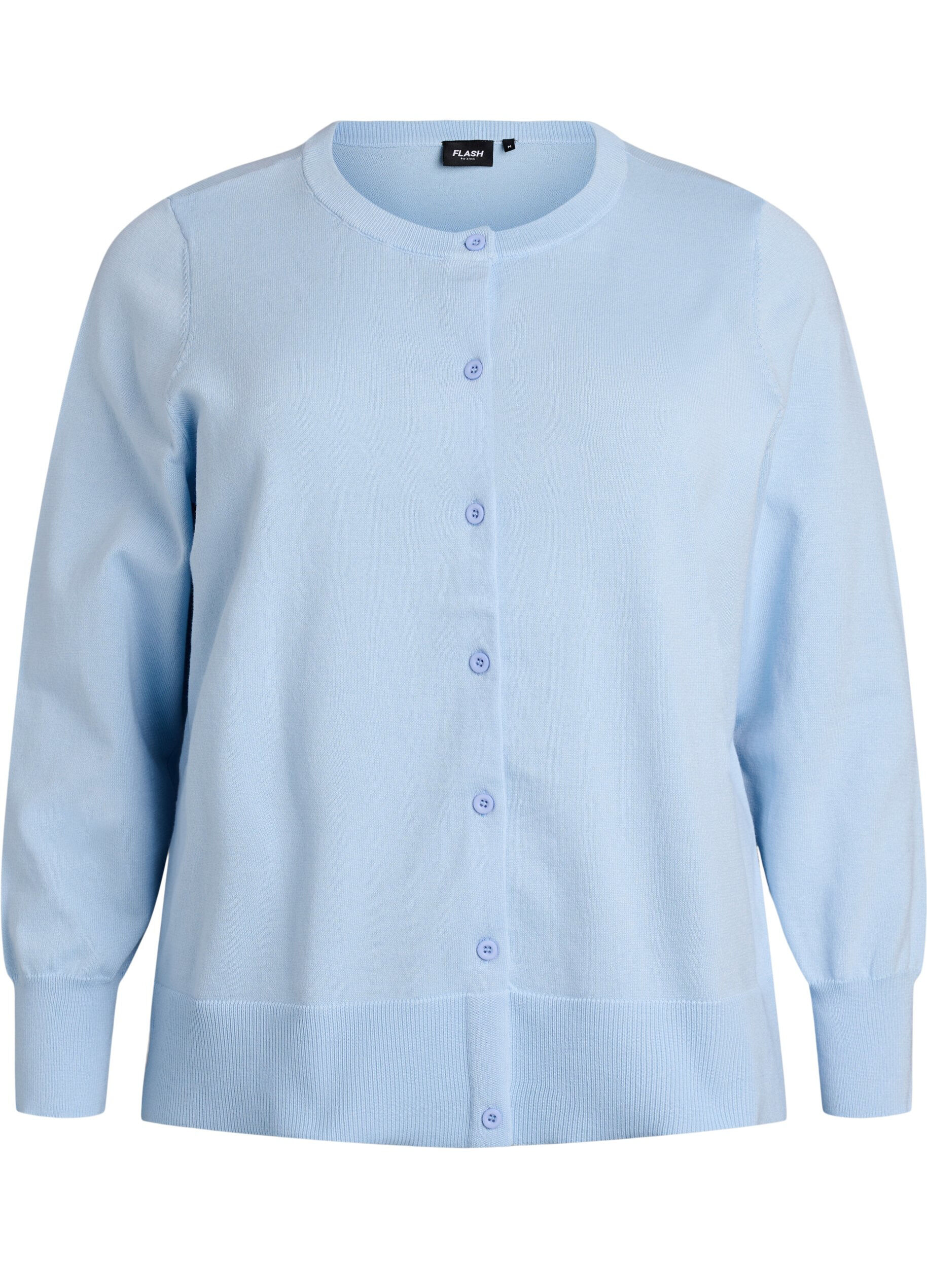 ZizziFinstrikket cardigan med rund hals, Bl&aring;, Packshot image number 0