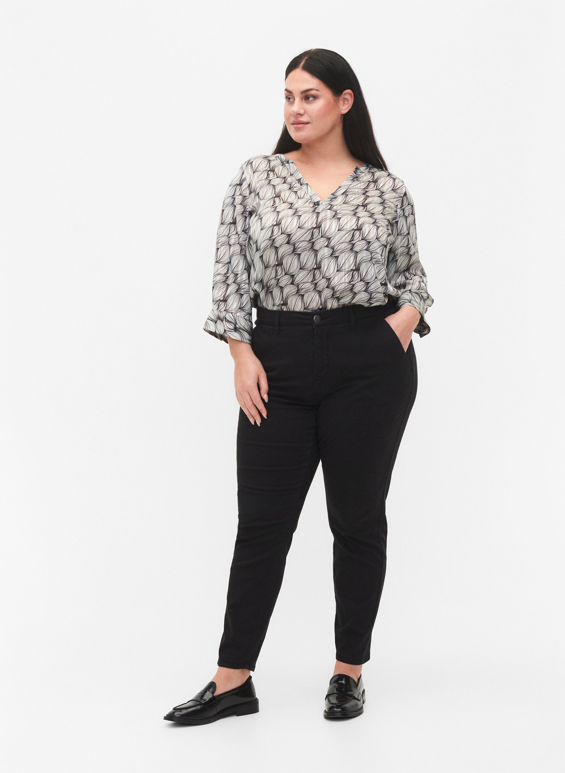 Zizzi Chinos i bomuld, Black, Model image number 0