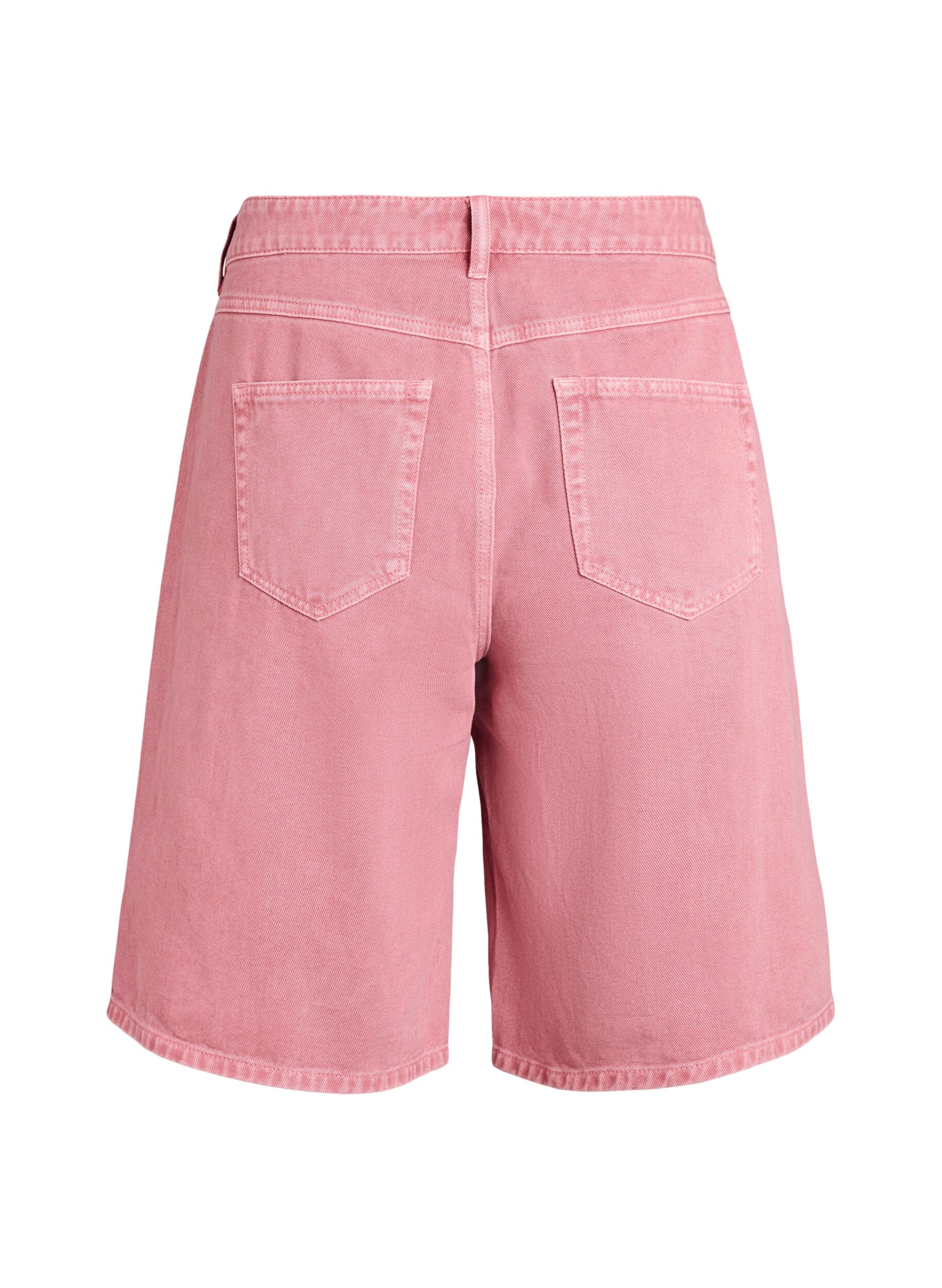 Zizzi Farvede denim bermudashorts med h&oslash;j talje, Lyser&oslash;d, Packshot image number 1
