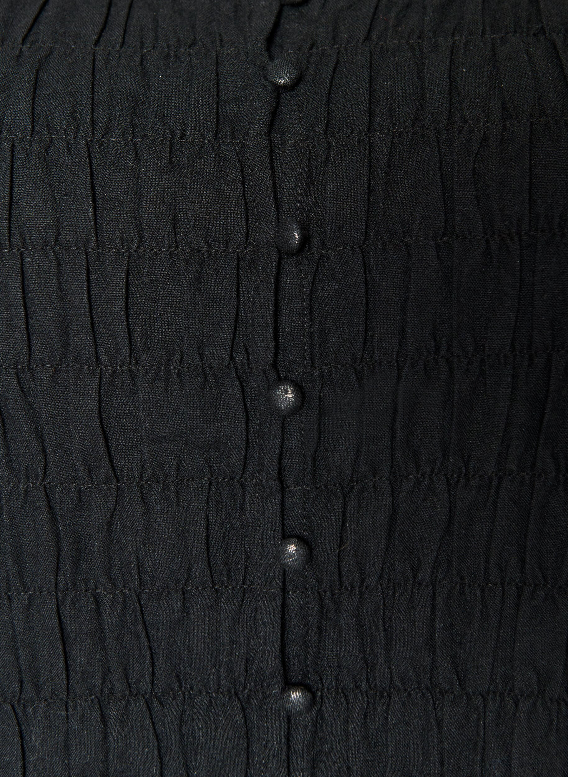 Zizzi&AElig;rmel&oslash;s top i bomuld og h&oslash;r med smock, Sort, Packshot image number 2