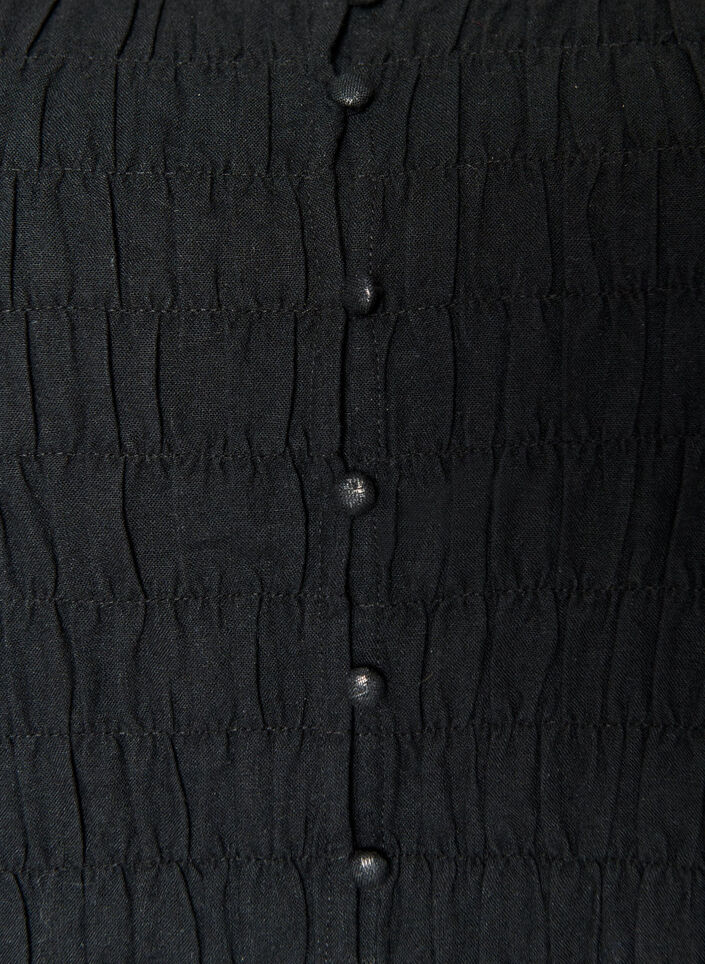 &AElig;rmel&oslash;s top i bomuld og h&oslash;r med smock, Sort, Packshot image number 2