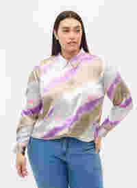Farverig skjorte i satinlook, Watercolor, Model