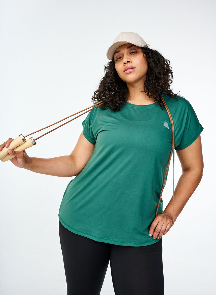 Ensfarvet trænings t-shirt, Grøn, Image image number 0