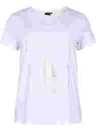 Bomulds trænings t-shirt med tryk, White w. inhale logo
