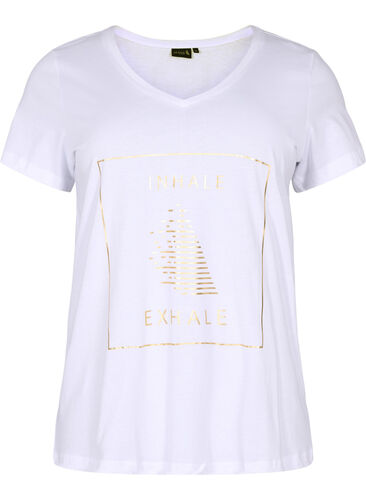 Bomulds trænings t-shirt med tryk, White w. inhale logo, Packshot image number 0