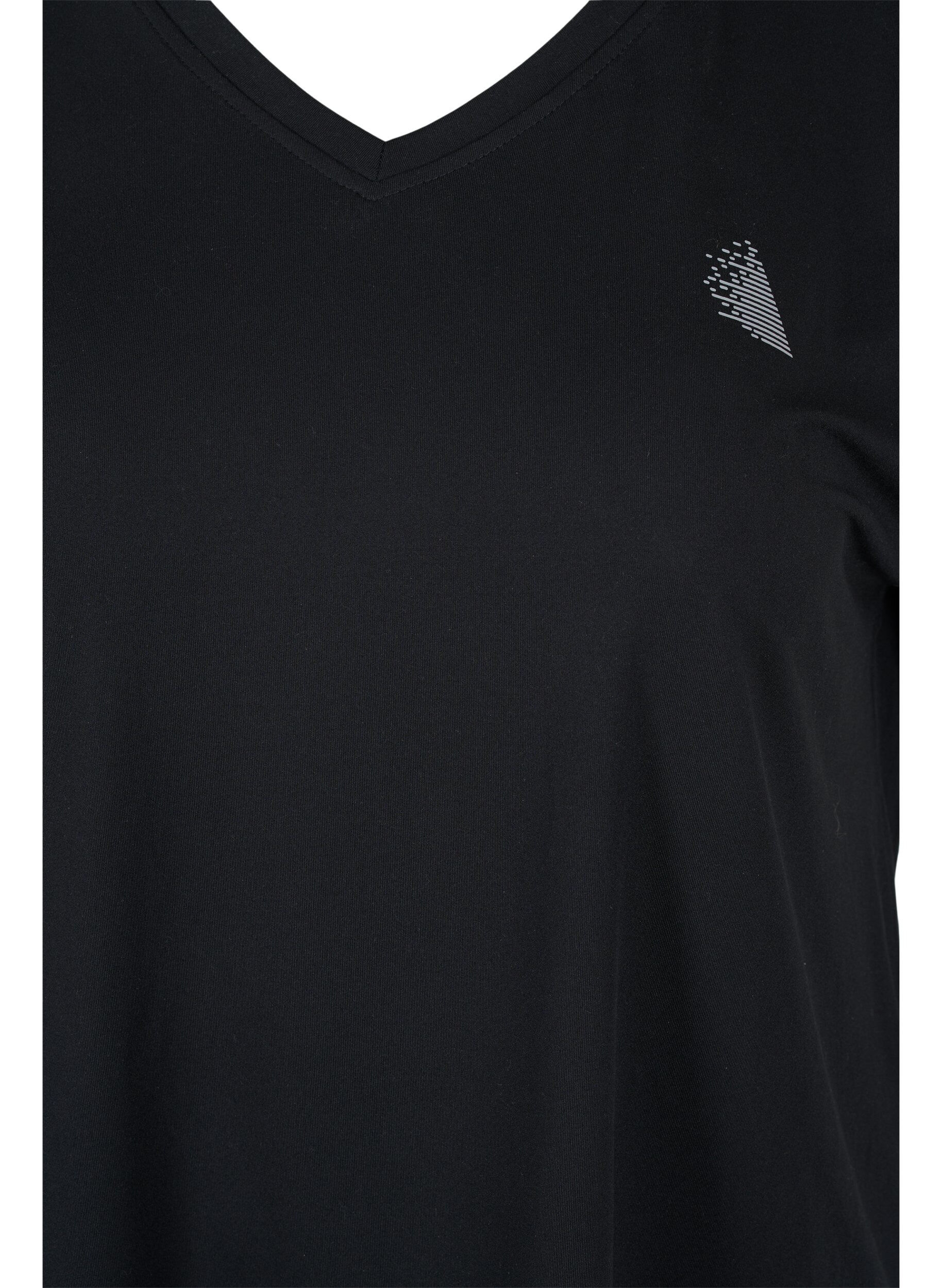 ZizziKort&aelig;rmet tr&aelig;nings t-shirt med v-hals, Sort, Packshot image number 2