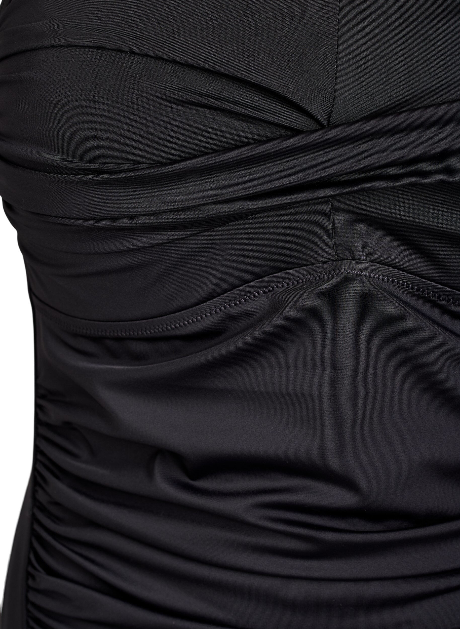 Zizzi Stropl&oslash;s badedragt med draperinger og vatterede sk&aring;le, Sort, Packshot image number 2