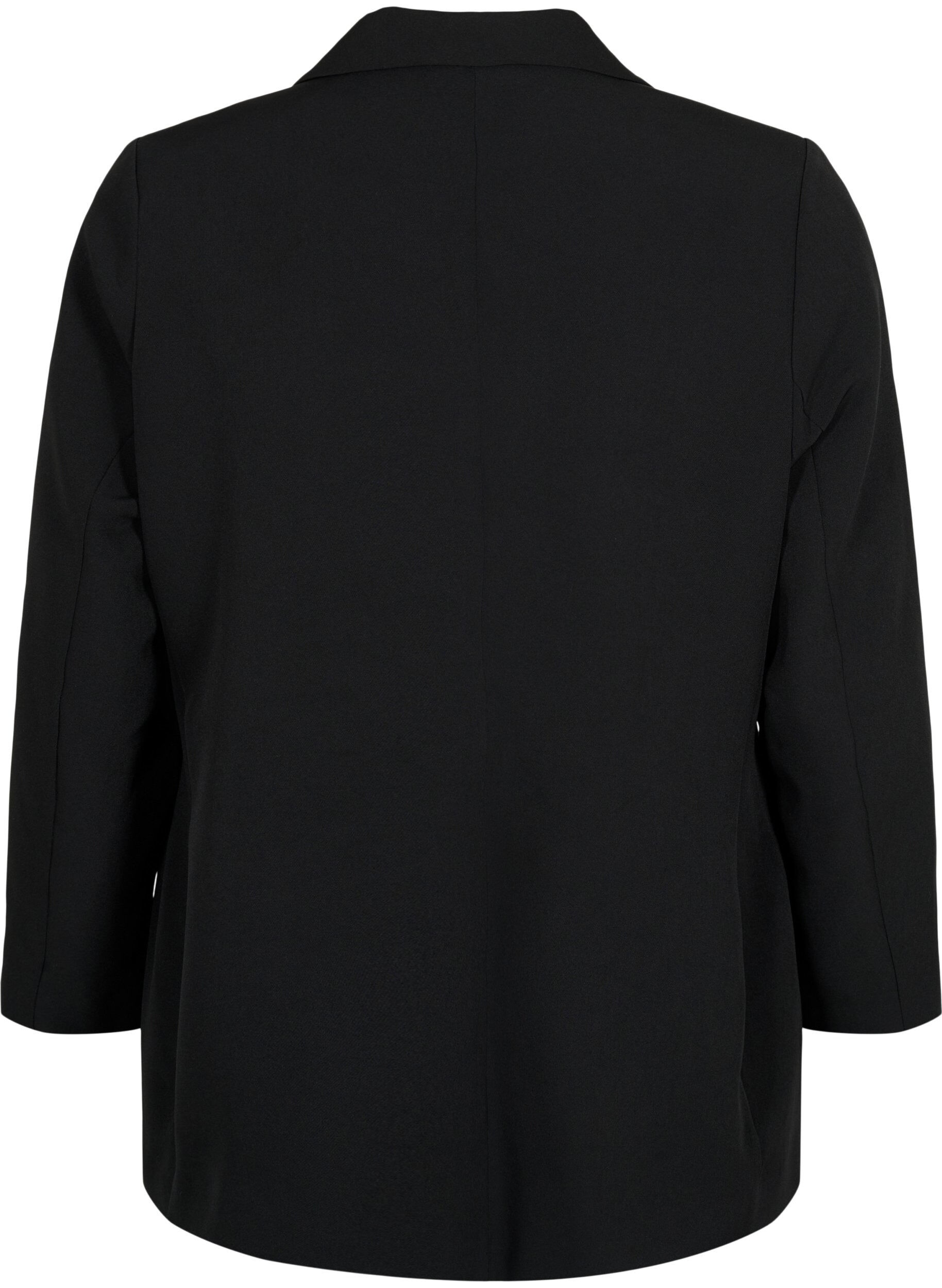 Zizzi Klassisk blazer med knaplukning, Black, Packshot image number 1
