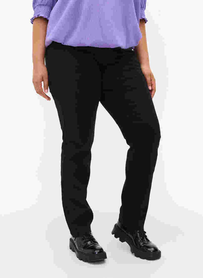 Slim fit Emily jeans med normal talje, Black, Model image number 4