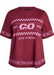 Oversize t-shirt med sporty print, Mørk Bordeaux, Packshot image number 0