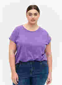 Kortærmet t-shirt i bomuldsblanding, Deep Lavender, Model