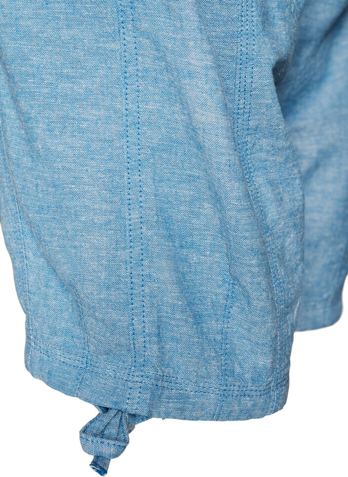 Capribukser i bomuld og h&oslash;r med elastisk talje og bindeb&aring;nd, Bl&aring;, Packshot image number 3