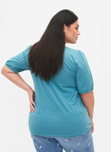 Bomulds t-shirt med 2/4 ærmer, Brittany Blue, Model image number 1