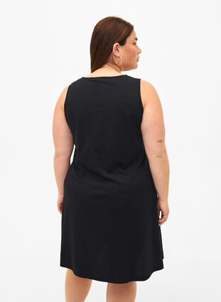 Ærmeløs bomulds kjole med a-shape, Black W. Summer, Model image number 1