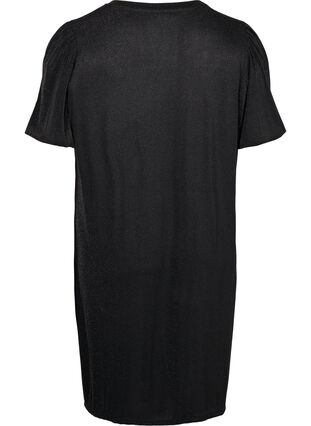Glimmer kjole med korte ballonærmer, Black, Packshot image number 1