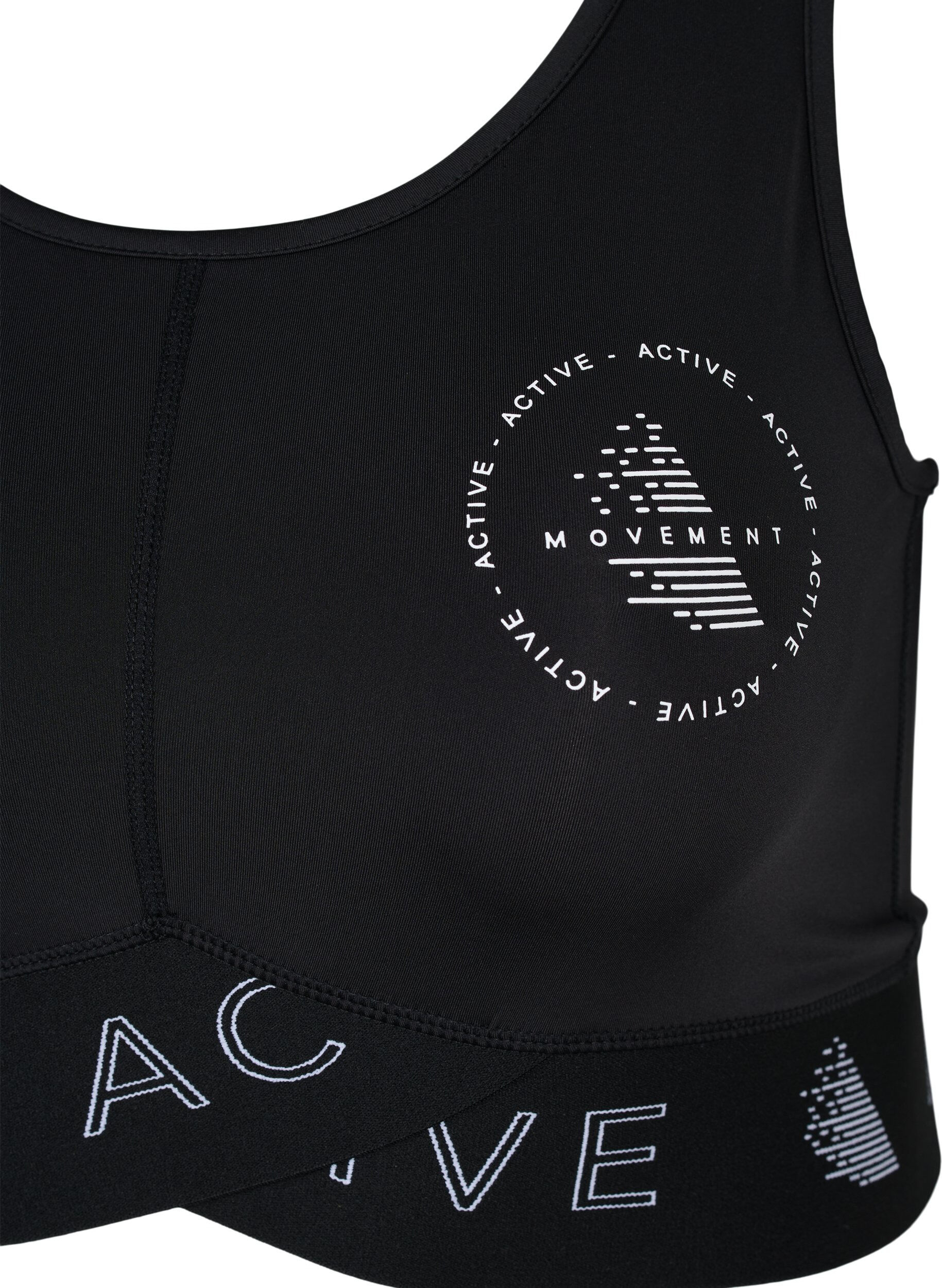 Zizzi Sports bh med teksttryk , Black, Packshot image number 2