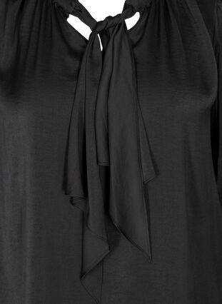 Langærmet bluse med bindedetalje, Black, Packshot image number 2