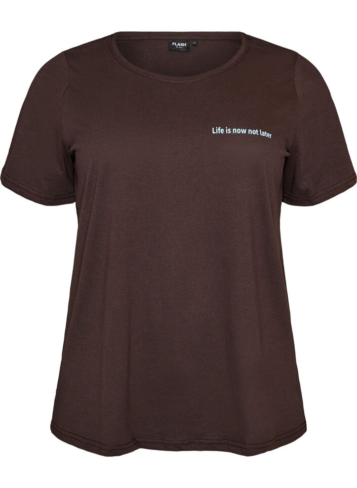 T-shirt med motiv, Brun, Packshot image number 0