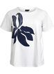 T-shirt i økologisk bomuld med blomstermotiv, B. White w. EMB, Packshot image number 0
