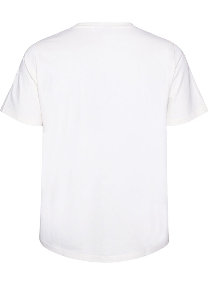 T-shirt i bomuld med tekstprint, Hvid, Packshot image number 1