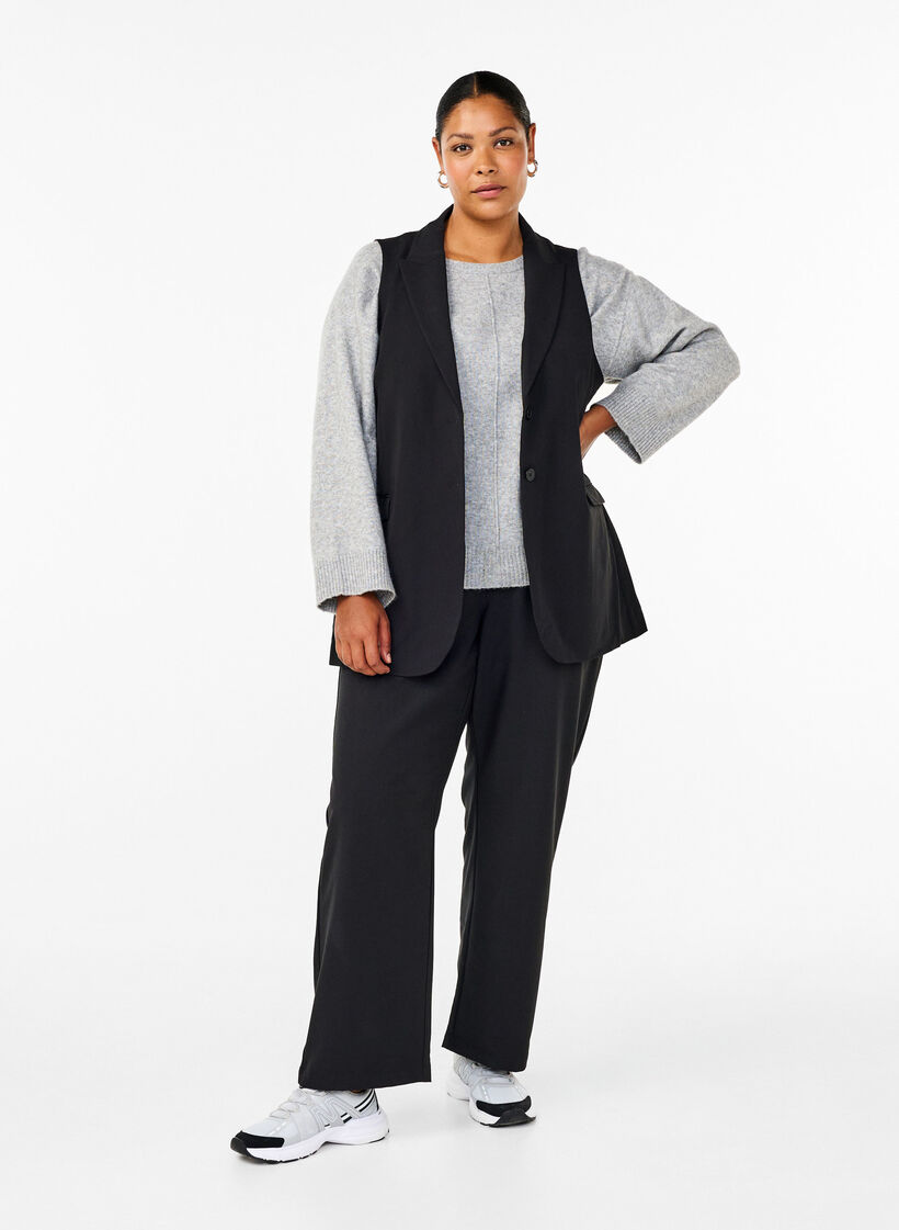 Vest med krave og lommer, Black, Model image number 2