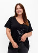 Bomulds t-shirt med pailletter, Black W. Face, Model image number 0