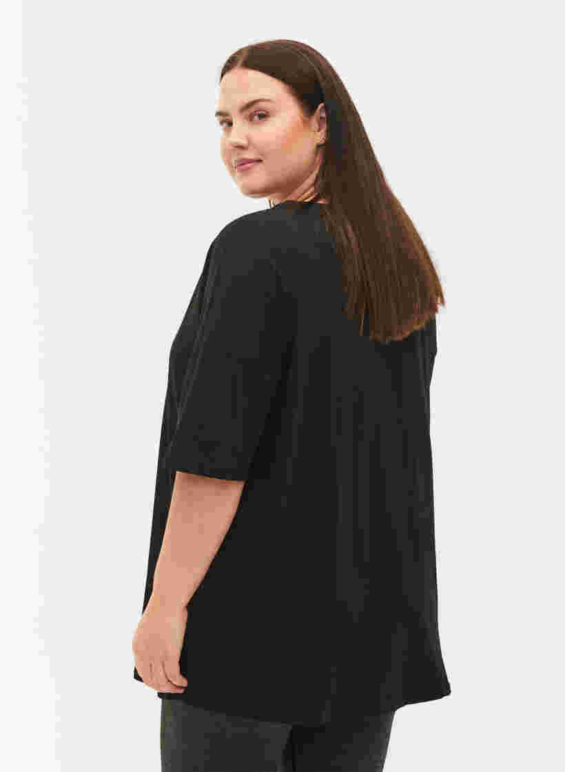 Bomulds t-shirt med tryk , Black/Dubarry, Model image number 1