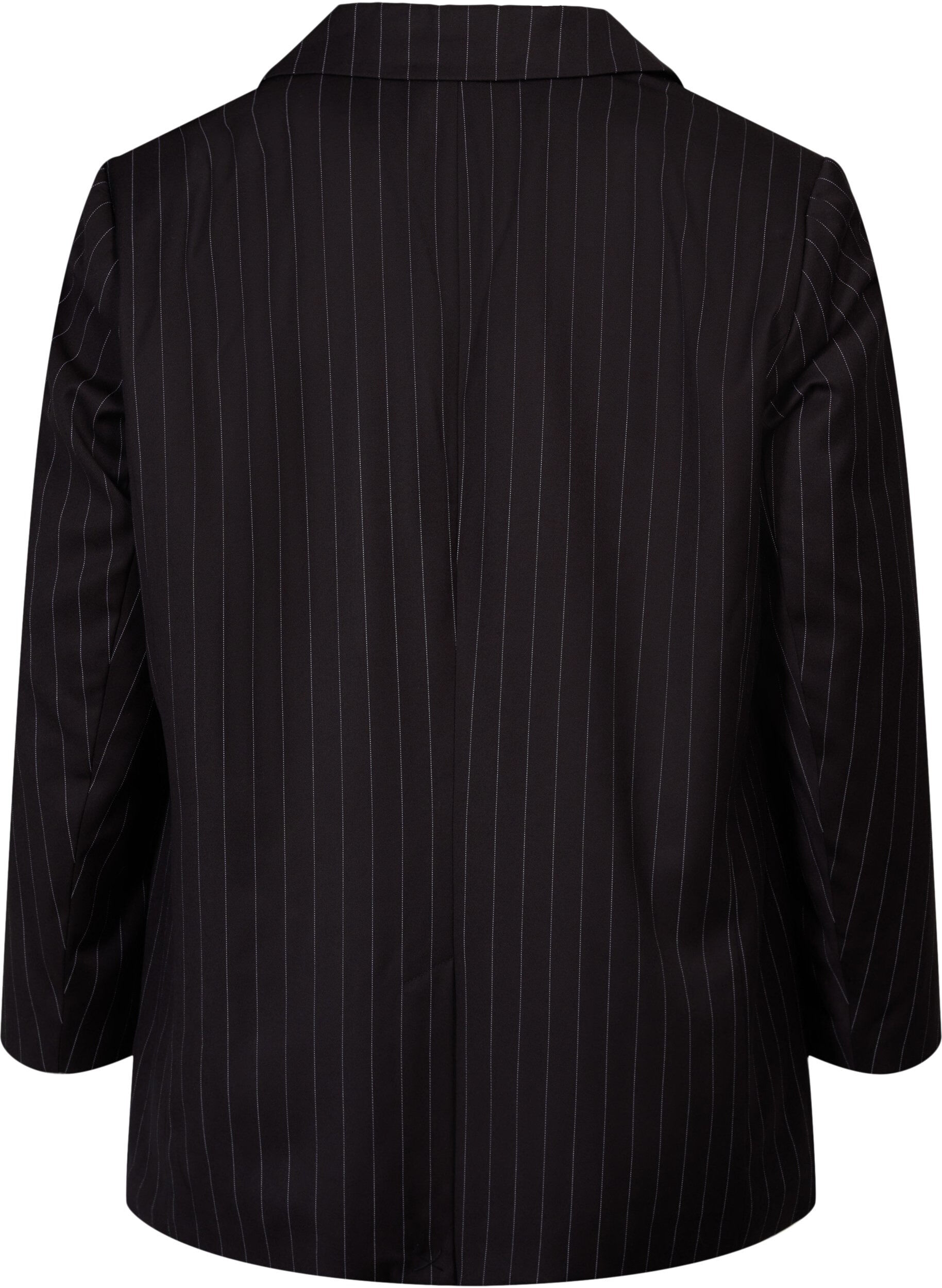 Zizzi N&aring;lestribet blazer, Black W. Pinstripe, Packshot image number 1