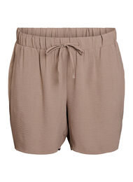 Shorts med lommer og elastik i taljen, Brun