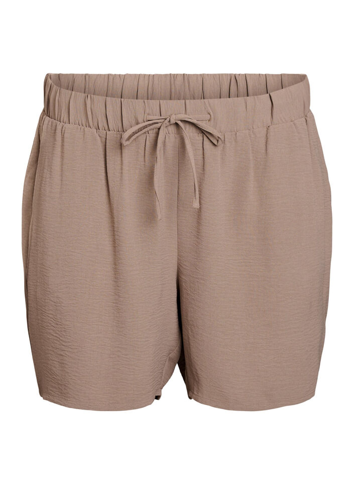 Shorts med lommer og elastik i taljen, Brun, Packshot image number 0