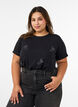 T-shirt i viskose med rhinsten, Sort, Model image number 0