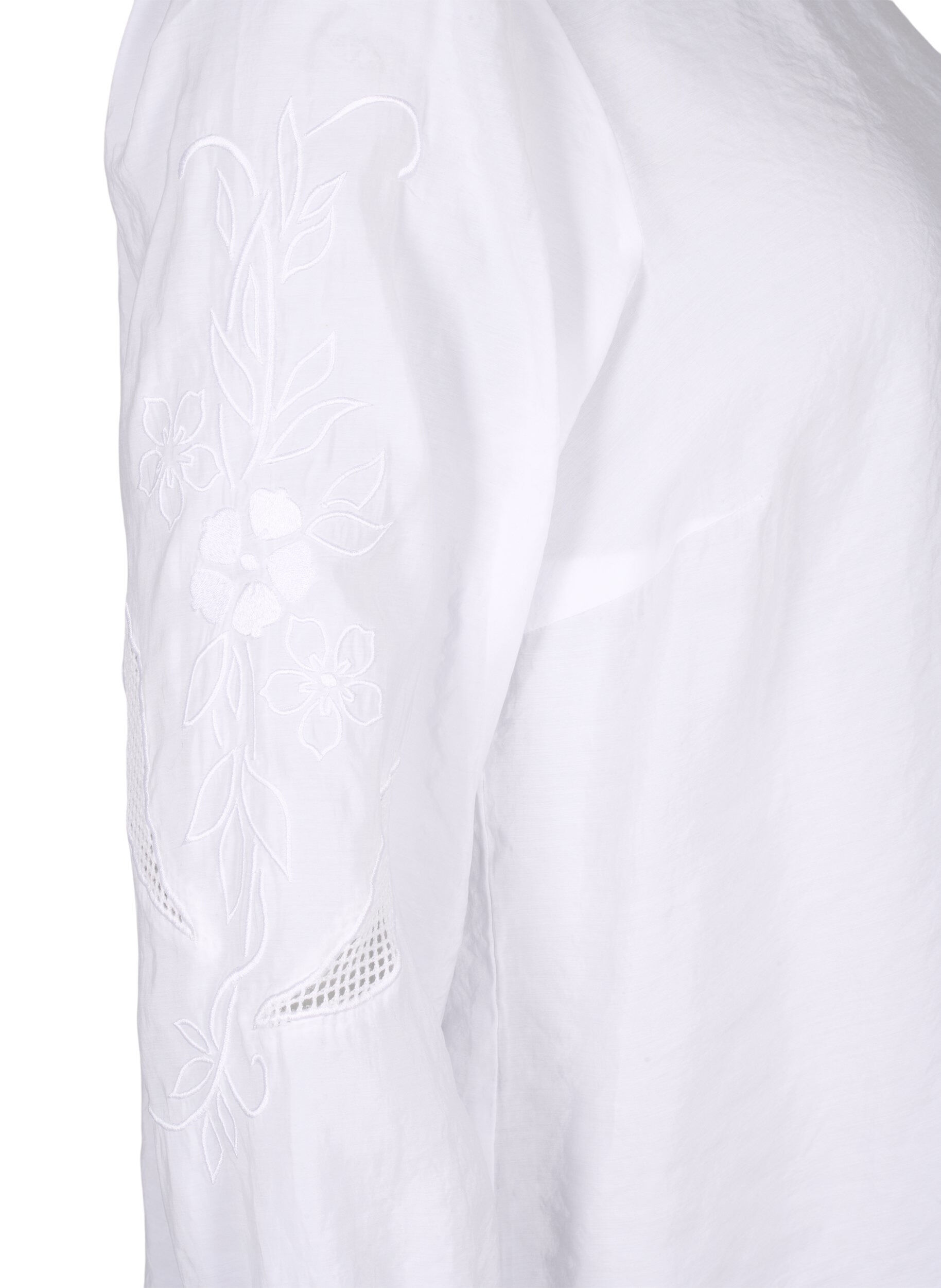 Zizzi Bluse i TENCEL&trade; Modal med broderidetaljer, Bright White, Packshot image number 3