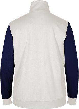 Sweatshirt med colorblock, Night Sky/Off White, Packshot image number 1