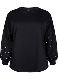 Sweatshirt med perler, Black