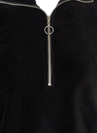 Velour bluse med høj hals og lynlås, Black, Packshot image number 2