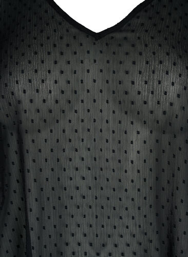 FLASH - Bluse med 3/4 ærmer og strukturmønster, Black, Packshot image number 2