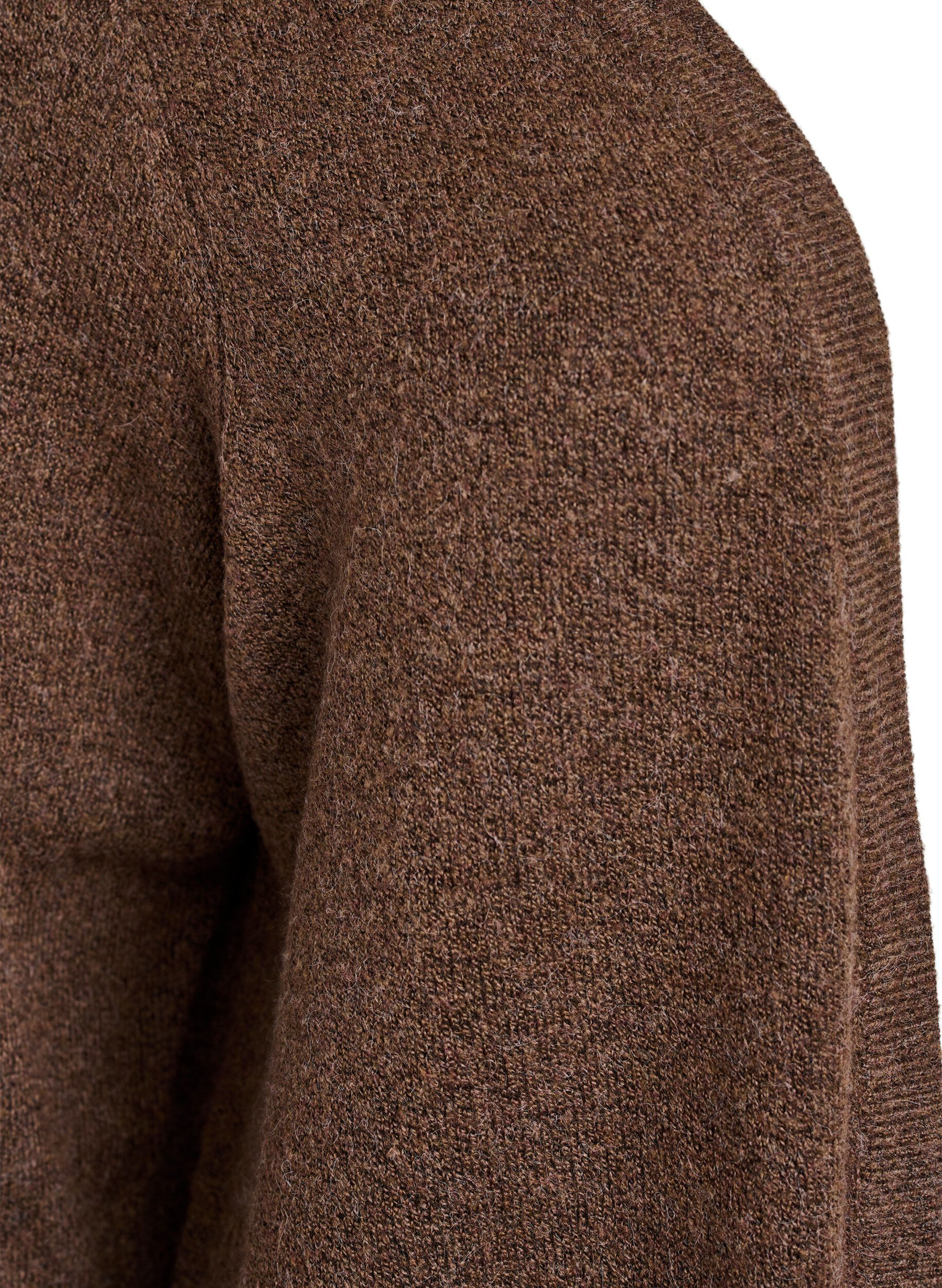 ZizziMeleret strik cardigan med lommer, Brun, Packshot image number 2