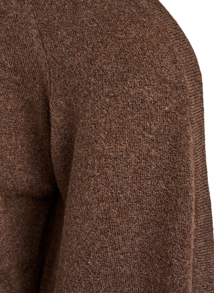 Meleret strik cardigan med lommer, Brun, Packshot image number 2