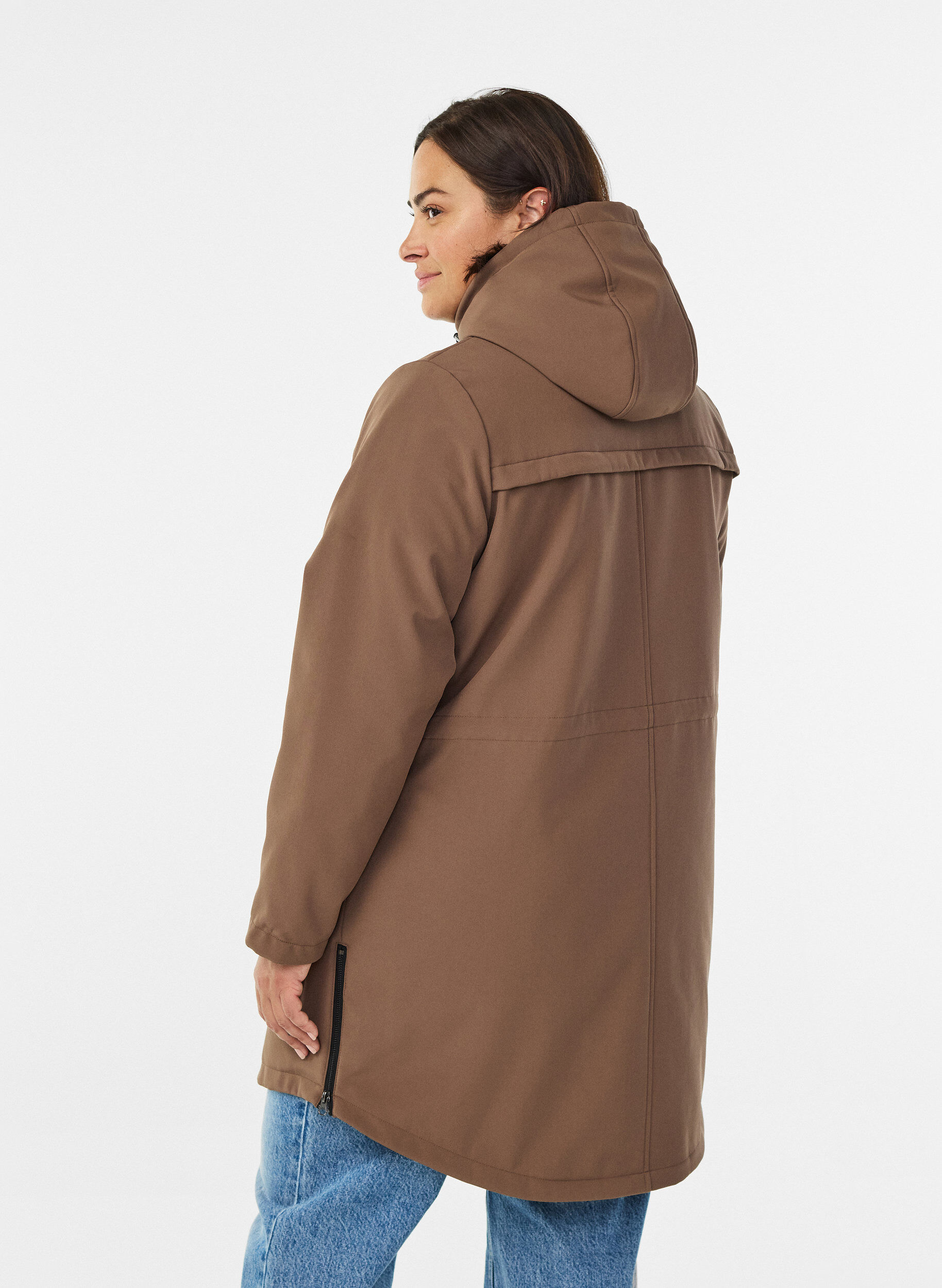 ZizziVandafvisende softshelljakke med quiltet foer, Brun, Model image number 2
