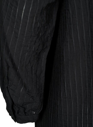Lang viskose skjorte med stribet mønster, Black, Packshot image number 3