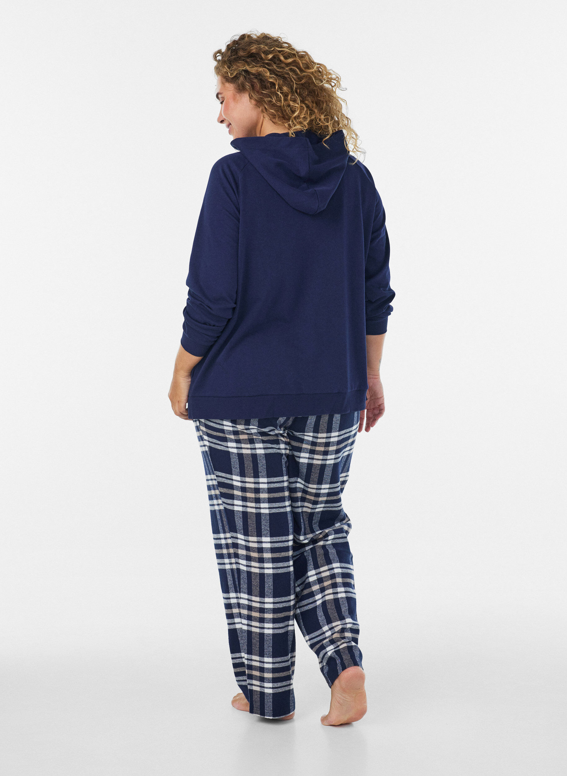 ZizziSweatcardigan med h&aelig;tte og lommer, Bl&aring;, Model image number 2