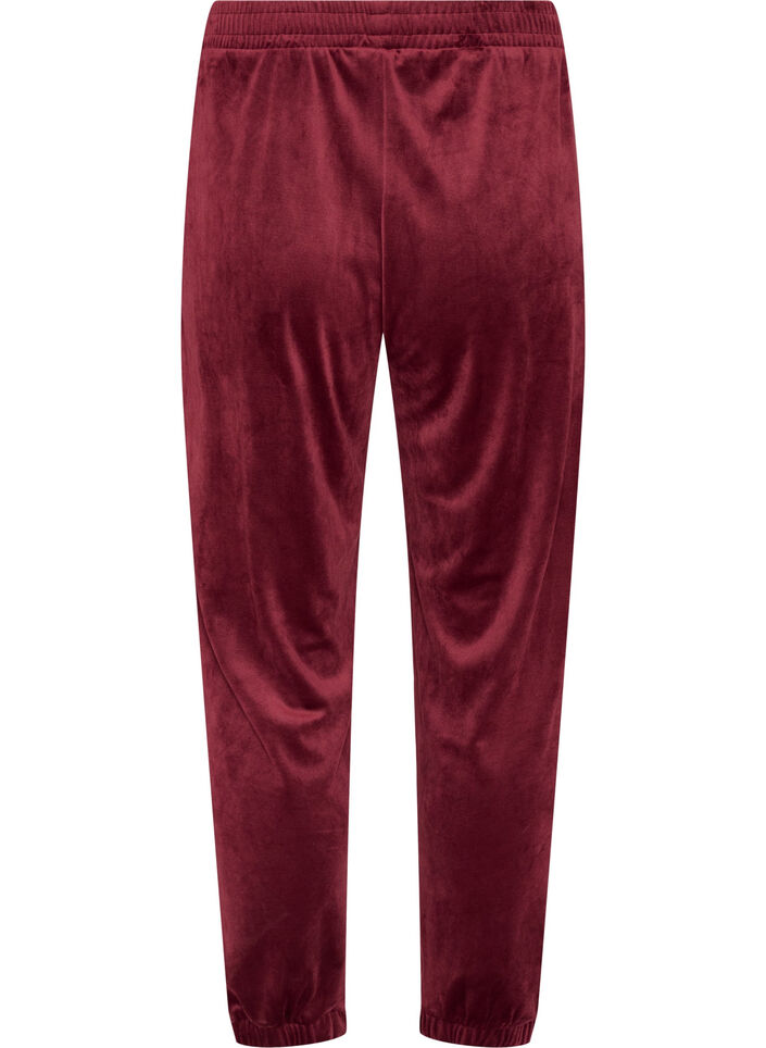 L&oslash;se bukser i velour, R&oslash;d, Packshot image number 1