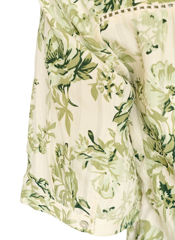Bluse med print og 1/2 &aelig;rmer, Gr&oslash;n, Packshot image number 3