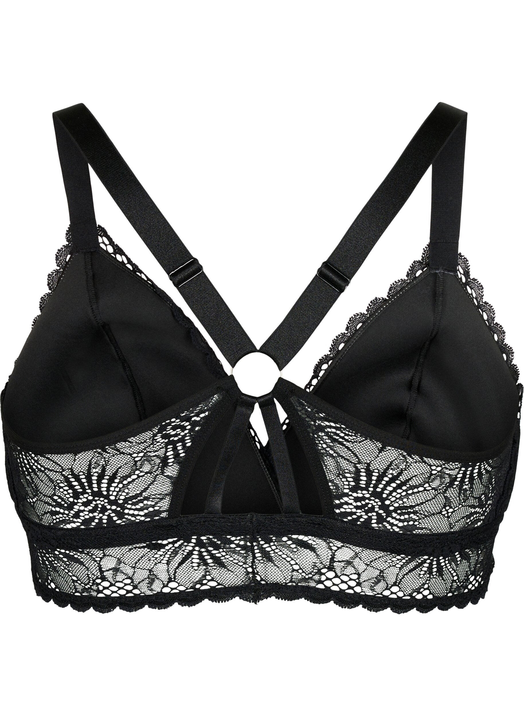 Zizzi Blonde bralette med rygdetalje, Black, Packshot image number 1