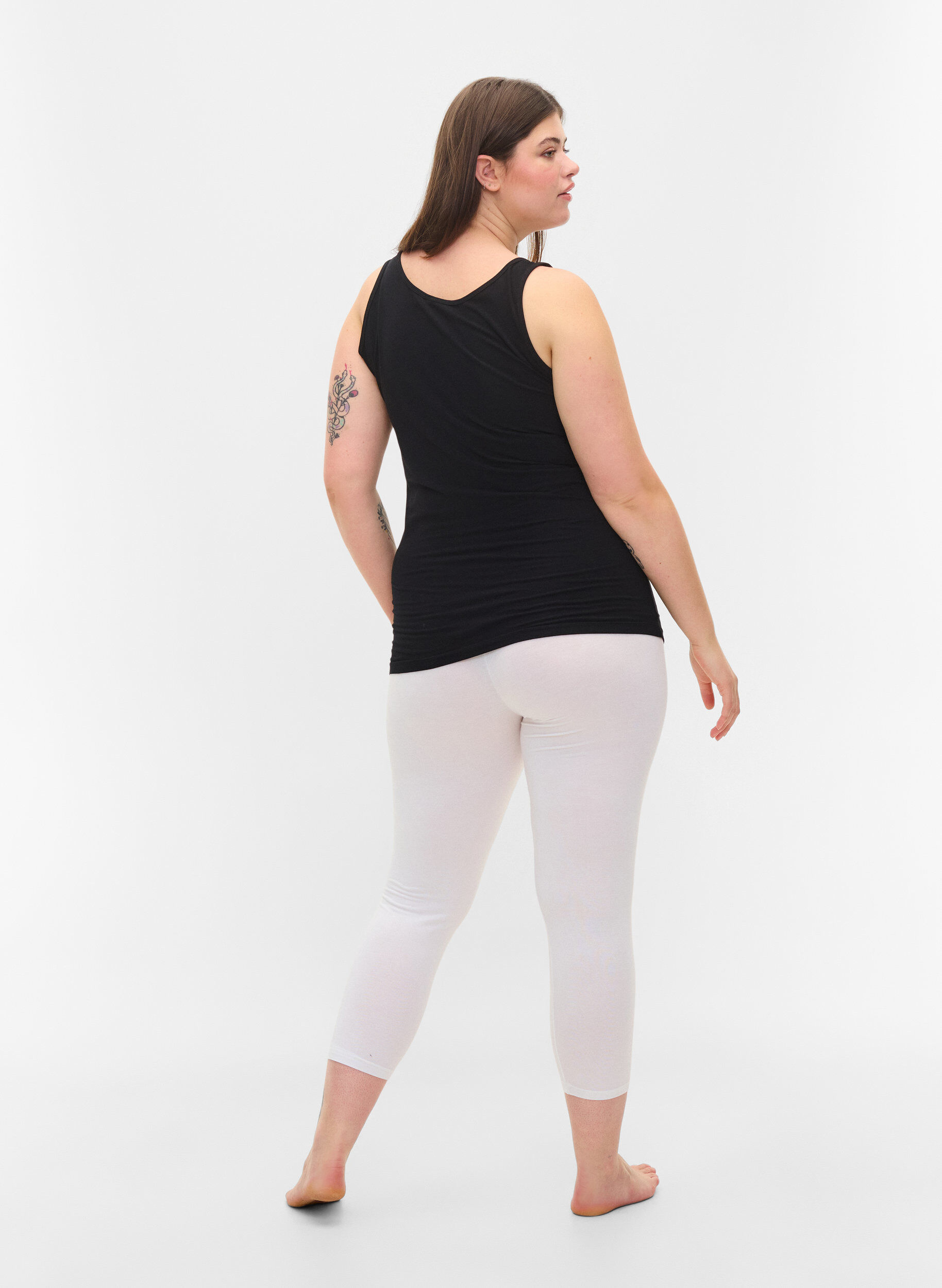 Zizzi Basis 3/4 leggings, Bright White, Model image number 1