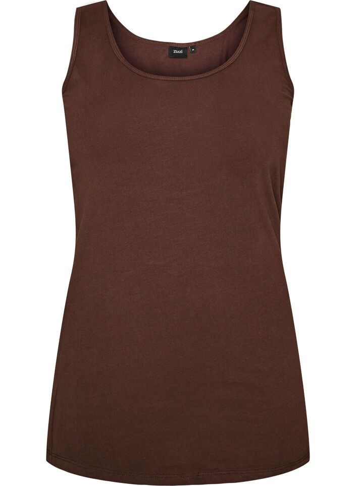 Ensfarvet basis top i bomuld, Brun, Packshot image number 0