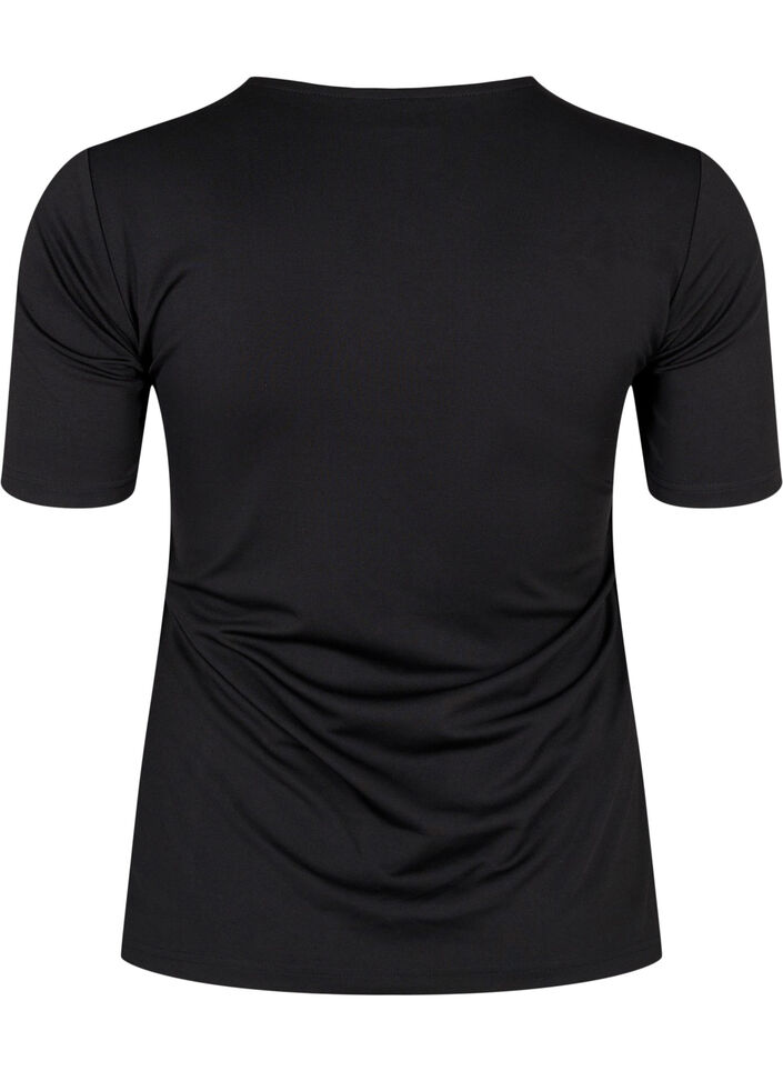 Vendbar bluse med snøredetalje, Black, Packshot image number 1