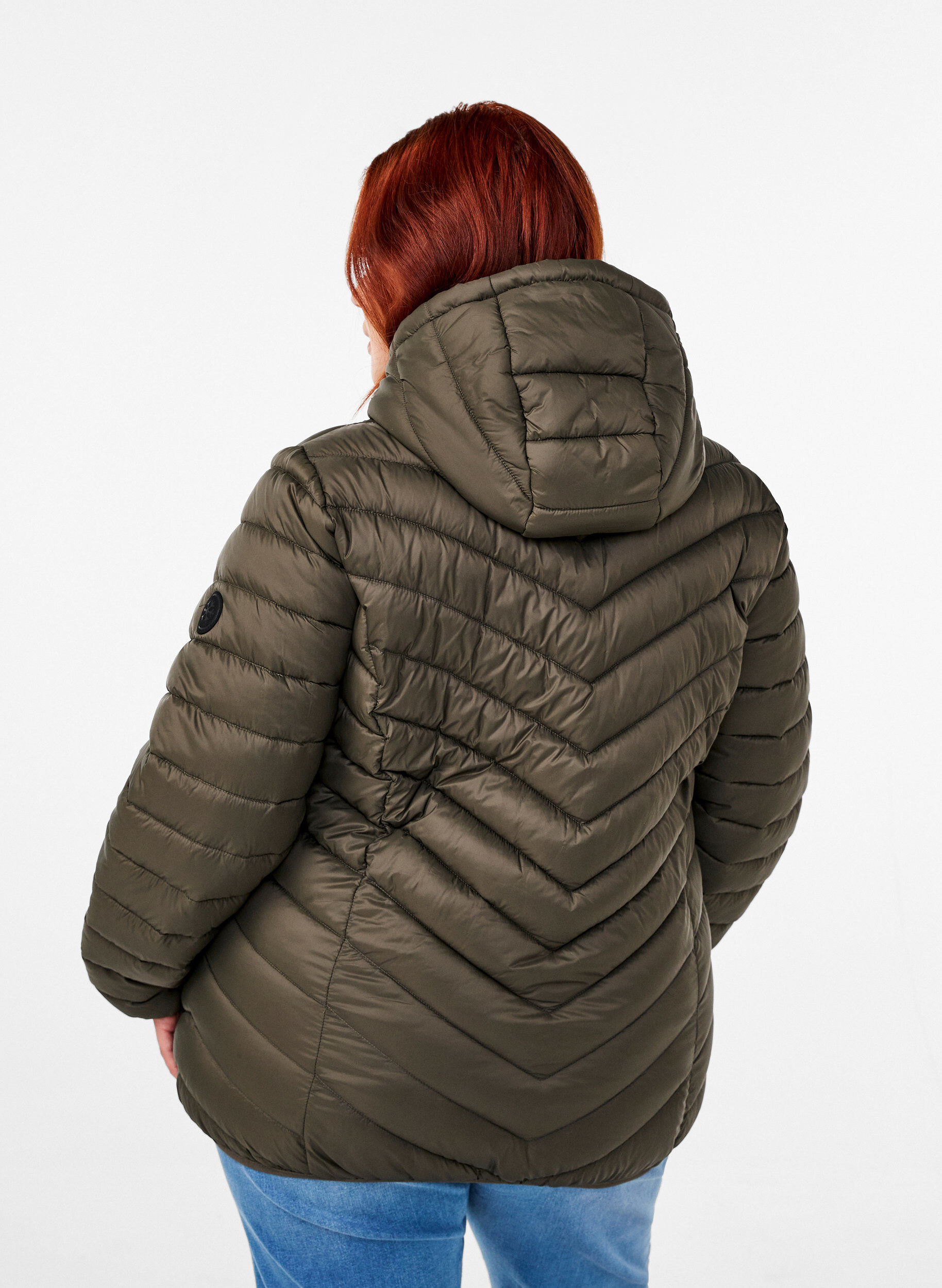 ZizziLetv&aelig;gts jakke med h&aelig;tte, Gr&oslash;n, Model image number 2
