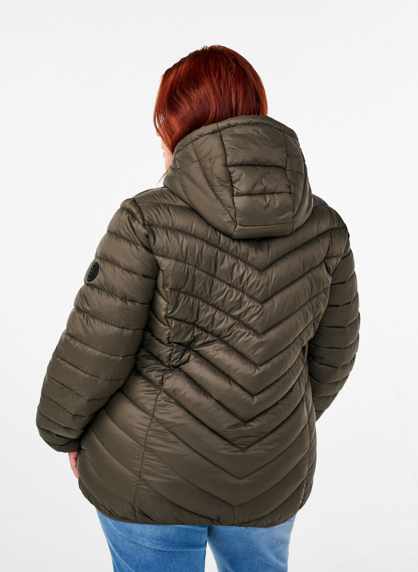 Letv&aelig;gts jakke med h&aelig;tte, Gr&oslash;n, Model image number 2